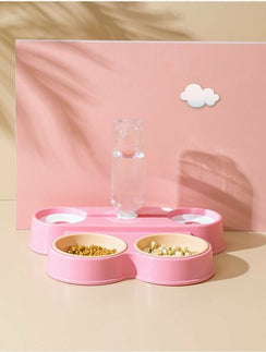 Dual Pet Feeding Bowl with Water Dispenser